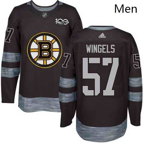 Mens Adidas Boston Bruins 57 Tommy Wingels Authentic Black 1917 2017 100th Anniversary NHL Jersey